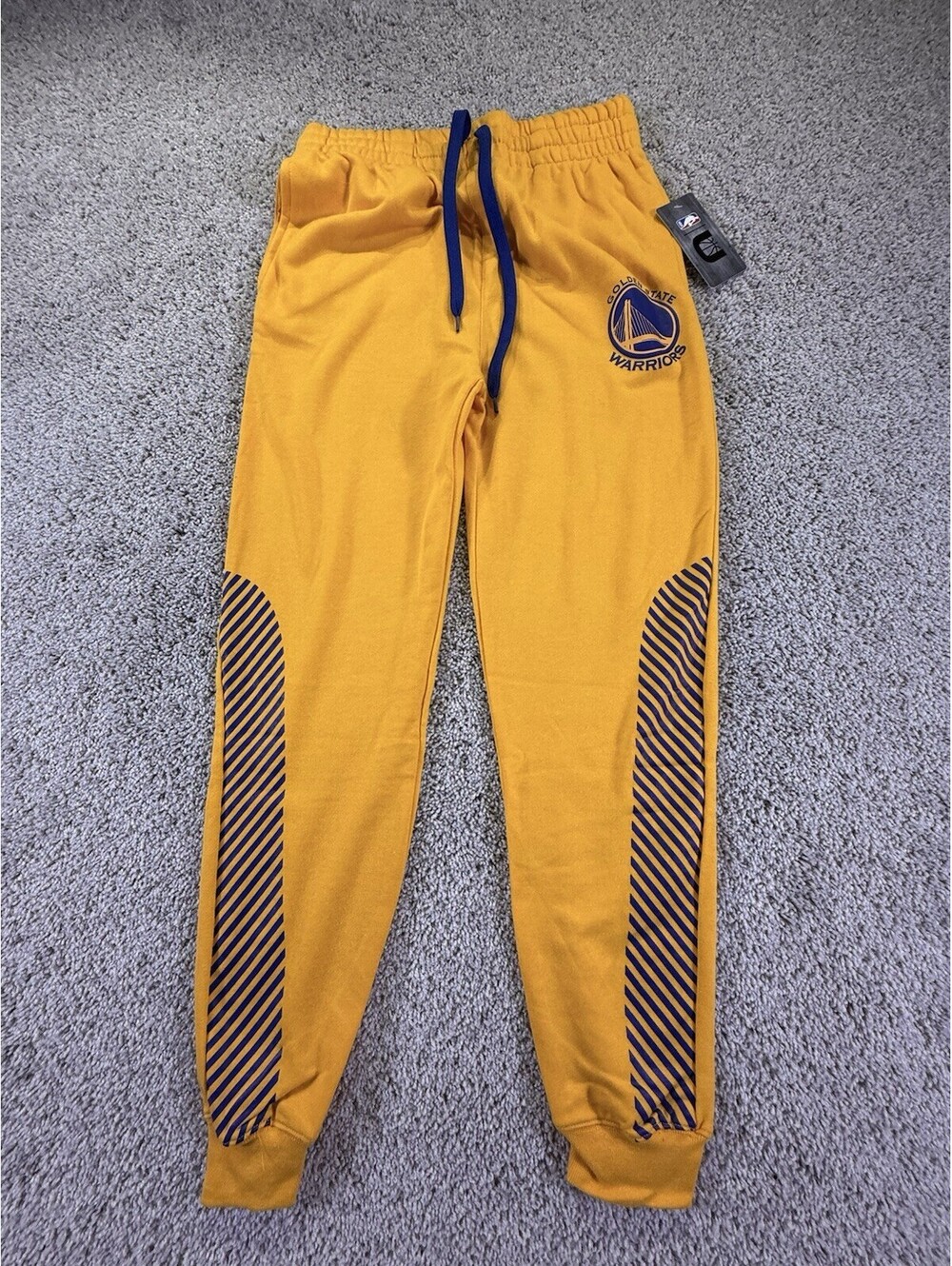 NWT NBA Golden State Warriors Youth Joggers Size Large 14-16 Yellow, Blue